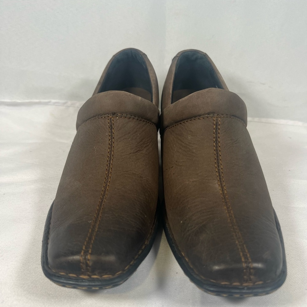 Born Women's Brown Leather Square Toe Ankle Booties Size 7.5